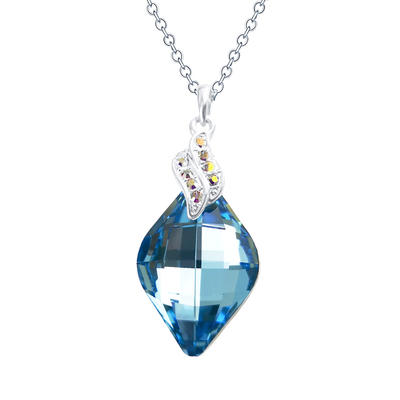 Blue Austria Impoted Crystal Geometric Silver Necklace