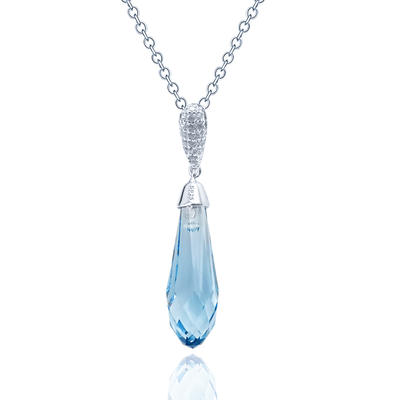 Drop Pendants Silver Light Blue Austria Crystal Necklace