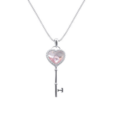 Light Pink Austria Heart Crystal Fashion Necklace