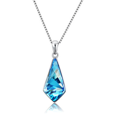 Fashion Austria Blue Crystal 925 Silver Necklace