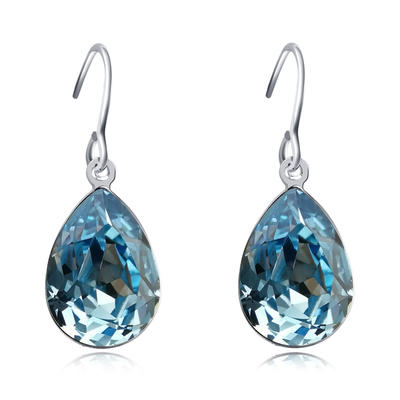 Blue Crystal S925 Sterling Silver Drop Earring