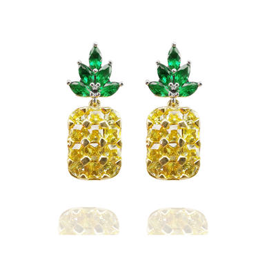 Simple Swarovski Crystal Pineapple Style Stud Earring For Girl