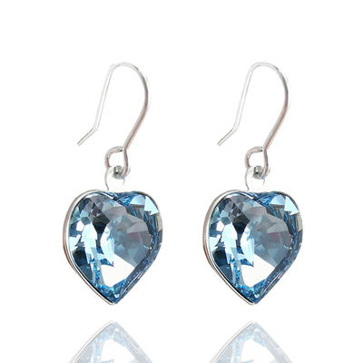 Swarovski Crystal Simple Heart Model Hook Earrings