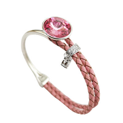 Swarovski Crystal Jewelry Zircon Gift Real Leather Bracelet
