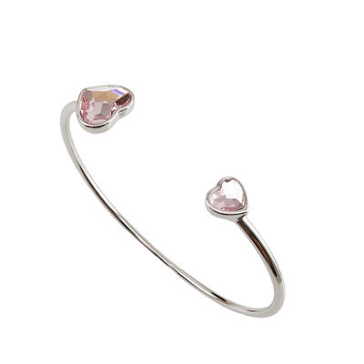 Double Pink Love Heart Swarovski Crystal Bracelet