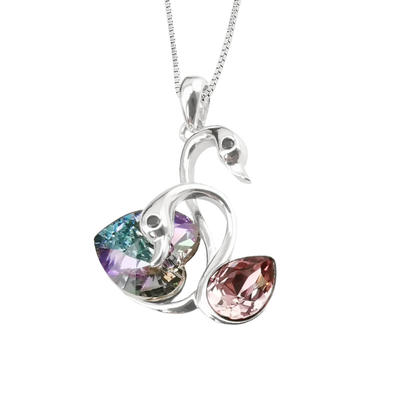 Swan Swarovski Crystal Jewelry 925 Sterling Silver Necklace