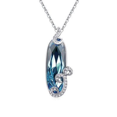 Geometric Strip Swarovski Crystal Necklace For Woman