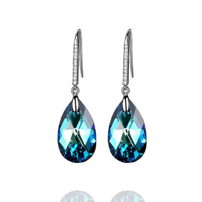 Swarovski Crystal Blue Stone Elegant Dangle Earring