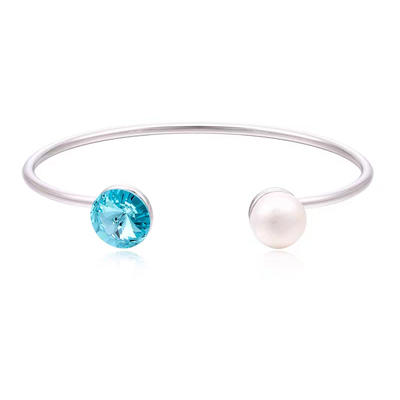 Wholesale Swarovski Crystal and pearl cuff bracelet bangles women jewelry