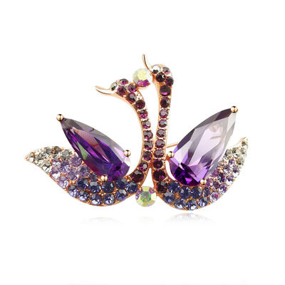 Wholesale purple elegant noble violet double swan Swarovski Crystal custom brooch