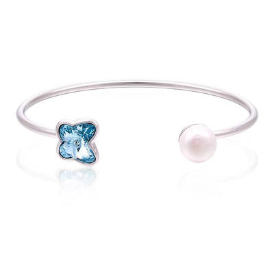 Best selling Swarovski Crystal with natural pearl cuff woman bracelet