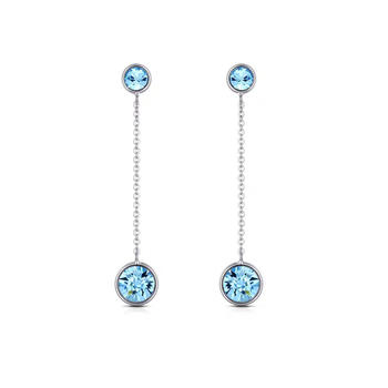 Long round Swarovski crystal earrings for ladies with round faces