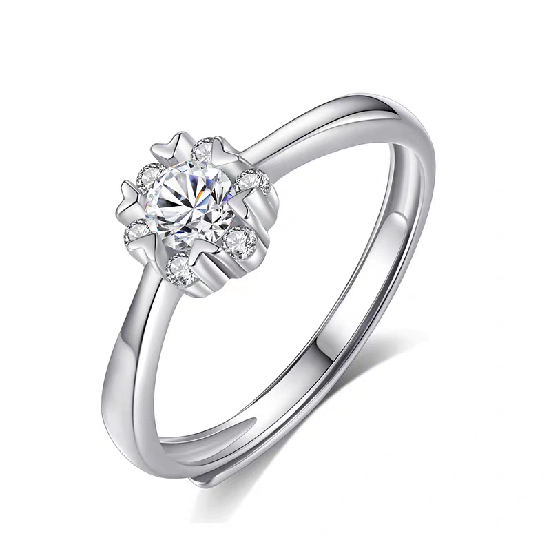 Snowflake Shape Sterling Silver Zircon 925 Custom Ring