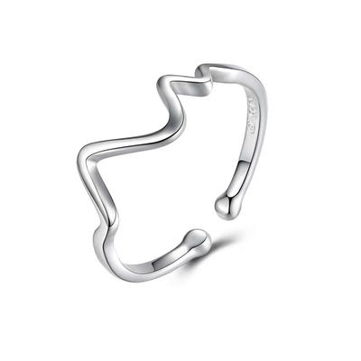 Wavy Ring Female Couple Simple Ring Silver Simple Tail Ring