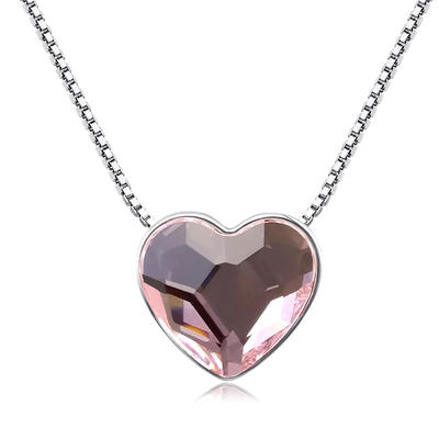 Heart Shape Austrian Crystal 925 Silver Custom Necklace