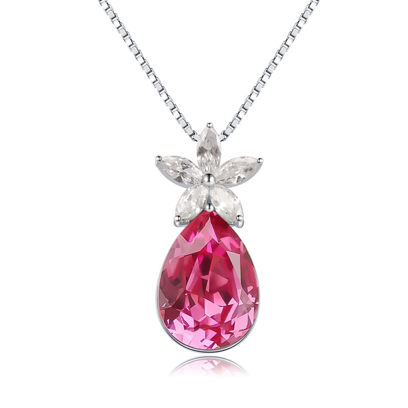 Cute Pineapple Shape Crystal Pendant 925 Sterling Silver Necklace