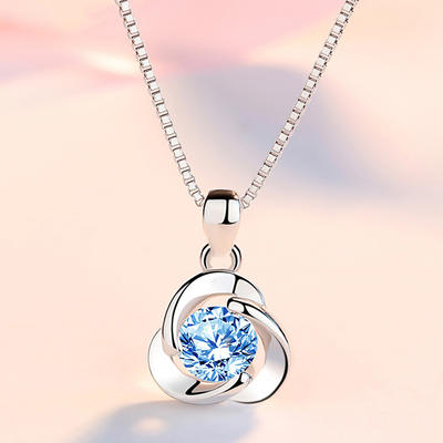 Clover Zircon Inlaid 925 Sterling Silver Necklace