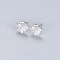 Scalloped Natural-of-pearl 925 Sterling Silver Earrings
