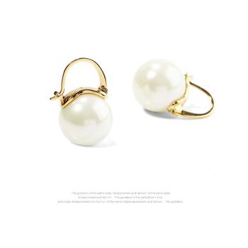 Fashion simple high-level sense of all-match elegant women pearl S925sterling silver fine jewelry earrings