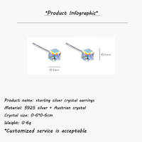 Fashion Hot Selling Rubik's Cube Personality Crystal S925 Sterling Silver Jewelry womens Earrings