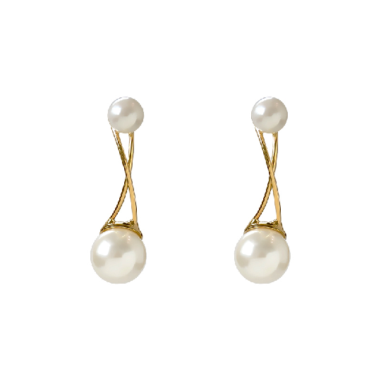 Fashion New Design  S925 Sterling Silver Pearl Gold Plated Earrings