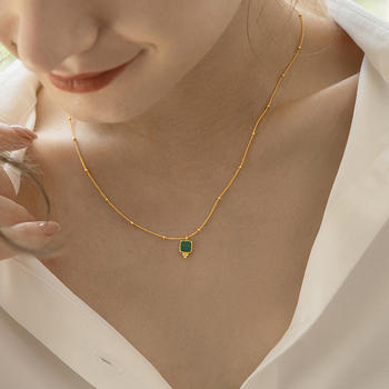 Malachite Necklace 925 Sterling Silver Fine Chain Temperament Gold Pendant Necklace For Women